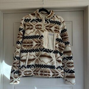 Columbia Sherpa Fleece Half Zip Pullover Jacket Aztec Print Women L